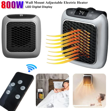 800W Wall Mount Electric Heater PTC Ceramic Digital Heaters Portable Fast Heating Warmer For Indoor Bedroom Bathroom Living Room