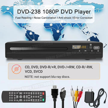 DVD 238 1080P DVD Player HD DVD Player Home Multimedia DVD Player Box For TV DVD CD Players HDMI-Compatible Home Theater Systems