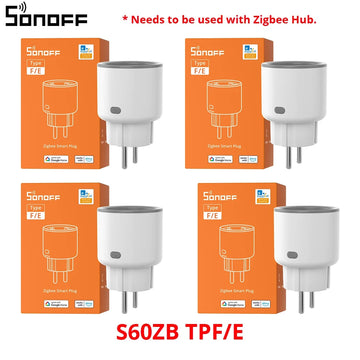 SONOFF S60ZBTPF EU 16A iPlug Zigbee Smart Plug Smart Home Outlet Socket with Energy Monitoring Supports Alexa Google Home