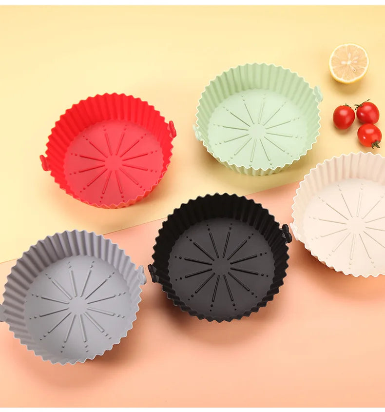 Air Fryer Baking Tray Reusable silicone baking basket Grill Pan food-grade safe non-stick fryers ovens microwave oven