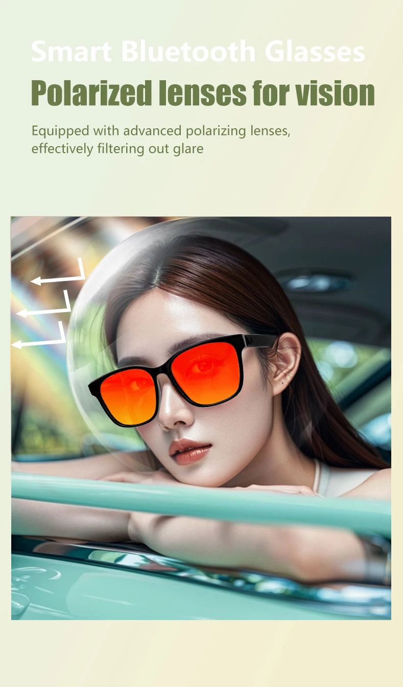 LIGE Fashion AI Smart Bluetooth Glasses Voice Assistant Bluetooth Call Playing Music Men Women Smart Sunglasses Camera Control