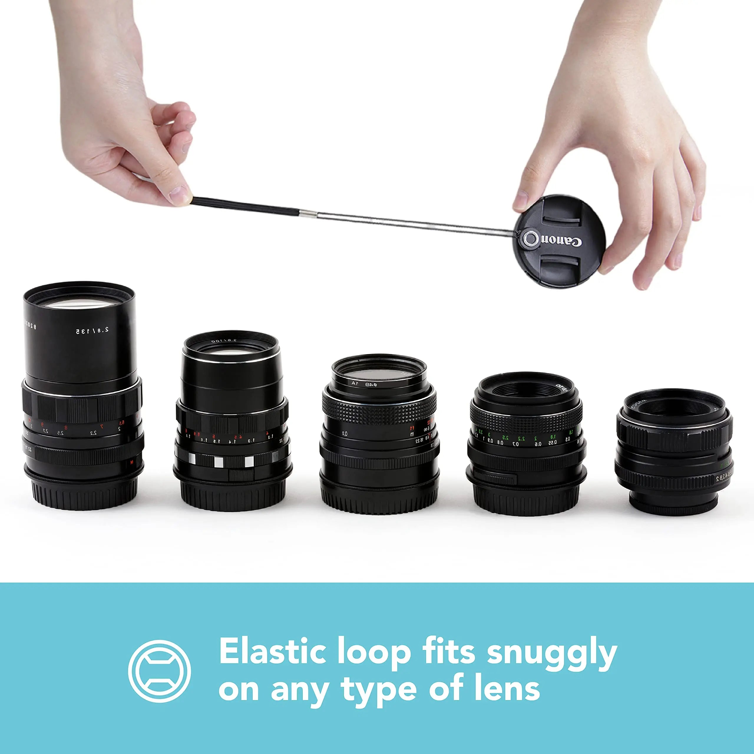 1/3/6 Pcs Camera Lens Cap Leash with Elastic String, Compatible with Universal DSLR SLR Evil Mirrorless Cameras Video (x3)
