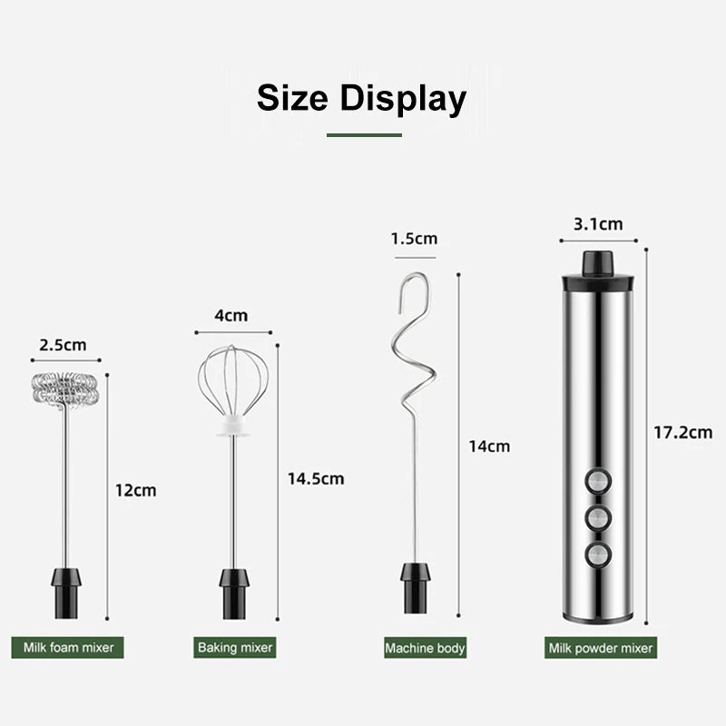 3 In 1 Milk Frothers Electric Handheld Blender With USB Electrical Mini Coffee Maker Whisk Mixer For Coffee Cappuccino Cream