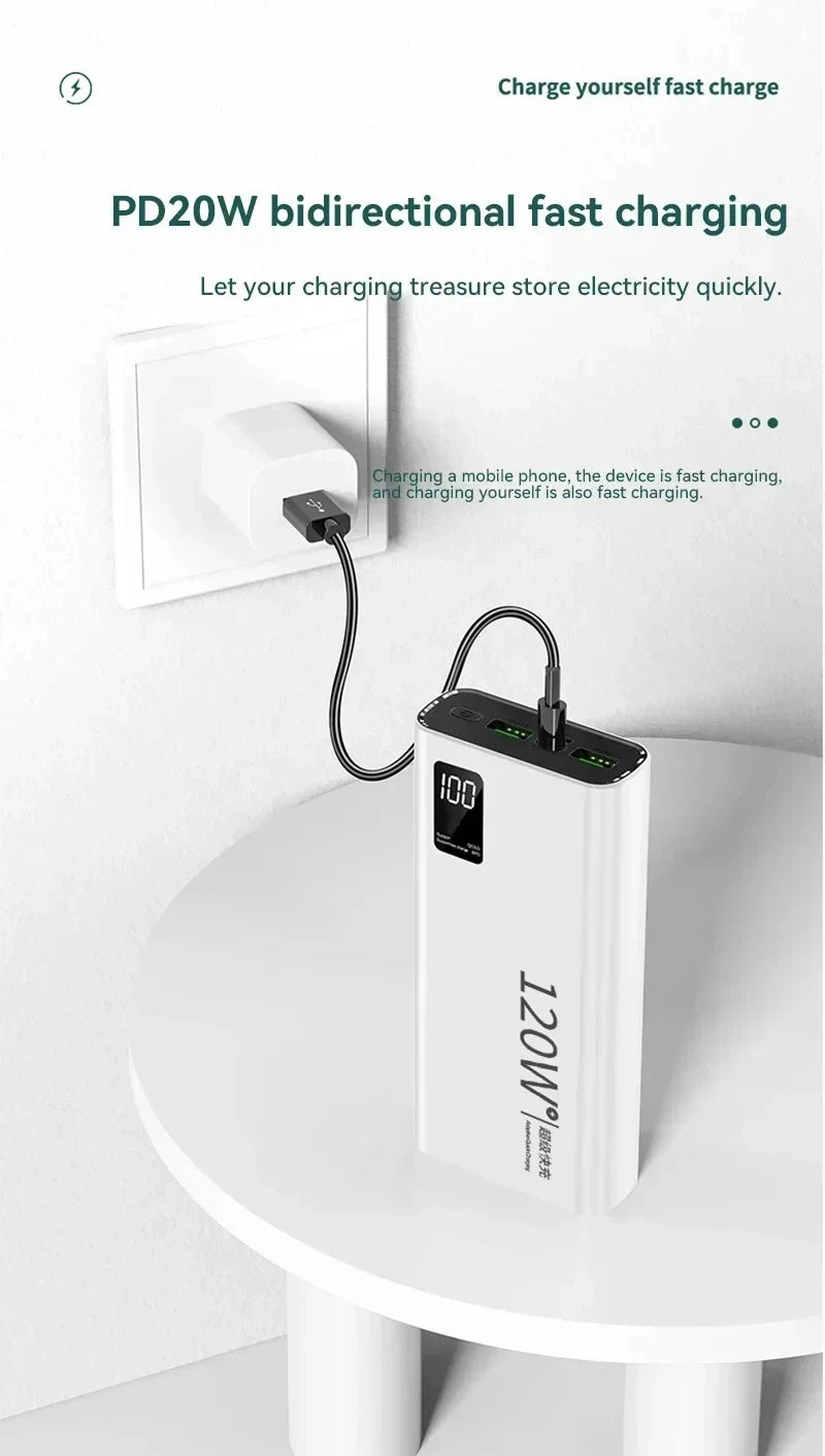 500000mAh Large-capacity Super-fast Charging Power Bank With Digital Display Portable Mobile Power Supply for All Phones