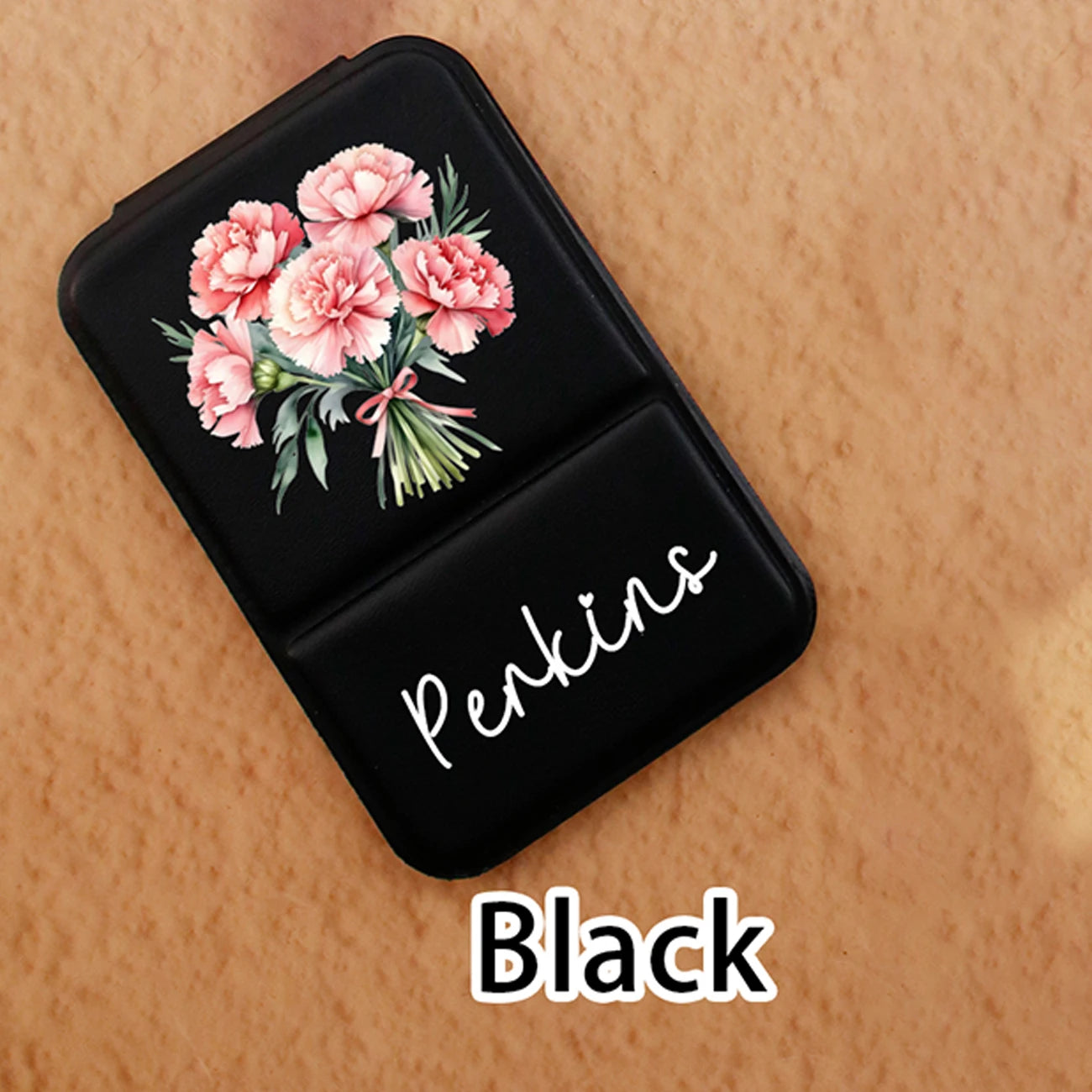 Custom Birth Flower Makeup Pocket Mirror,Personalized Name Stand-Up Folding Mirror,Customizable Travel Makeup Mirror,
