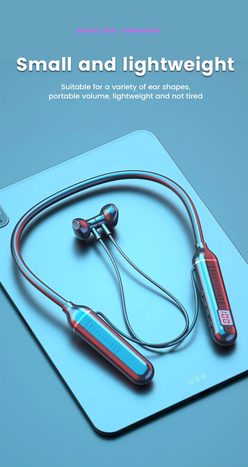 HyperWave 5.3 Wireless Neckband Gaming Earphones - LED-powered sound