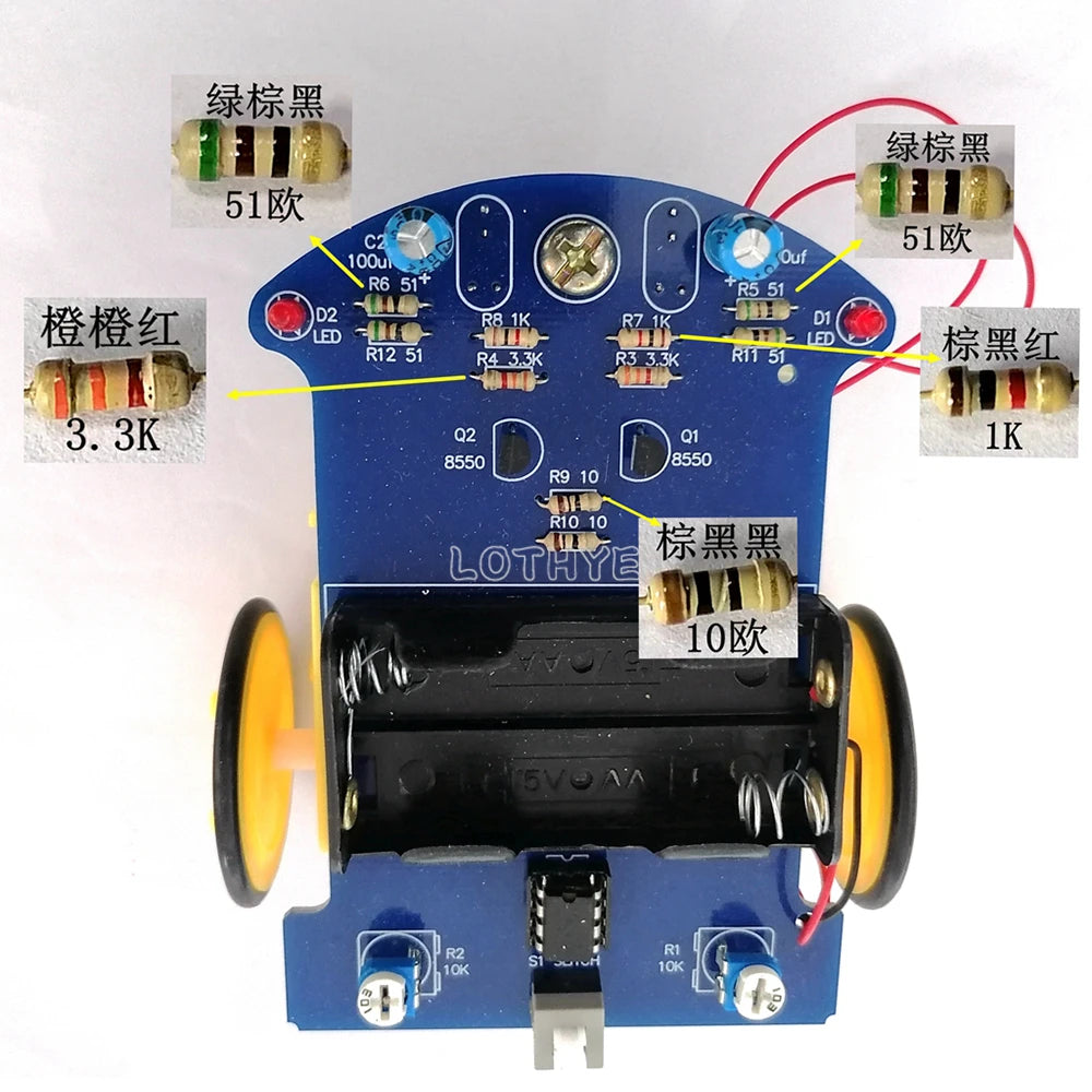 D2-1 Intelligent Tracking Car DIY Kit Smart Line Cruise Toy Car DIY Electronic Welding Parts