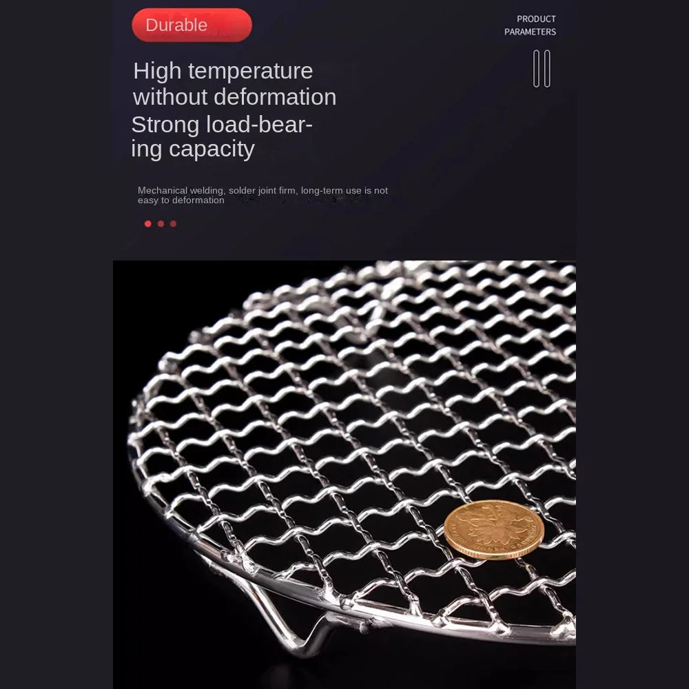 Round Air Fryer Rack Stackable Stainless Steel Grid Grill BBQ Net with Foot Cooling Rack Steam Baking Rack For Home Kitchen