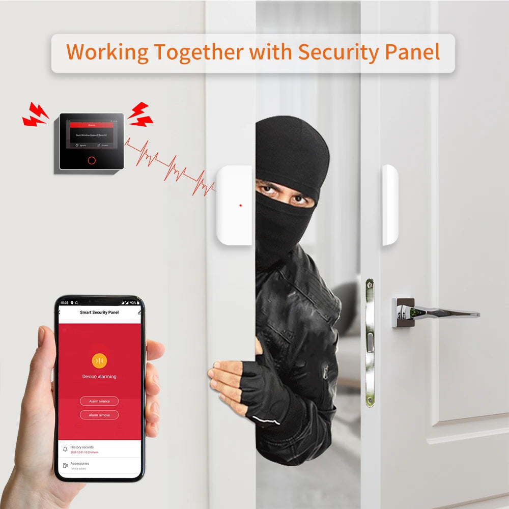 TAIBOAN Wireless 433MHz Door & Window Magnetic Sensor EV1527 for Home Smart Security Alarm System Home Burglar Alarm Kits