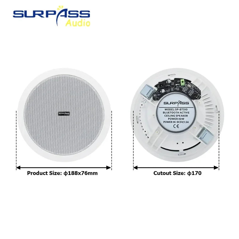 Home and Commercial Caixa De Som Bluetooth Speaker Active and Wired Ceiling Speaker Background Music Stereo for Home Theater 10W