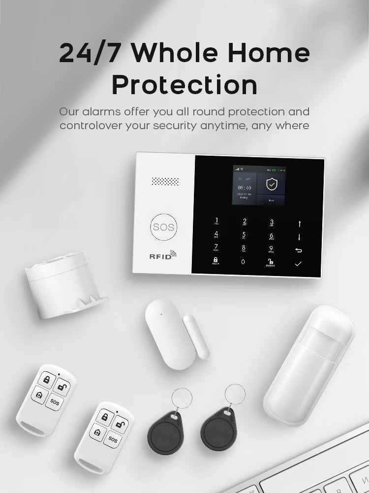 4G Alarm System Security Home WIFI Alarme Residencial Wireless Home Alarm For Tuya Smart Life With Door Sensor Work With Alexa