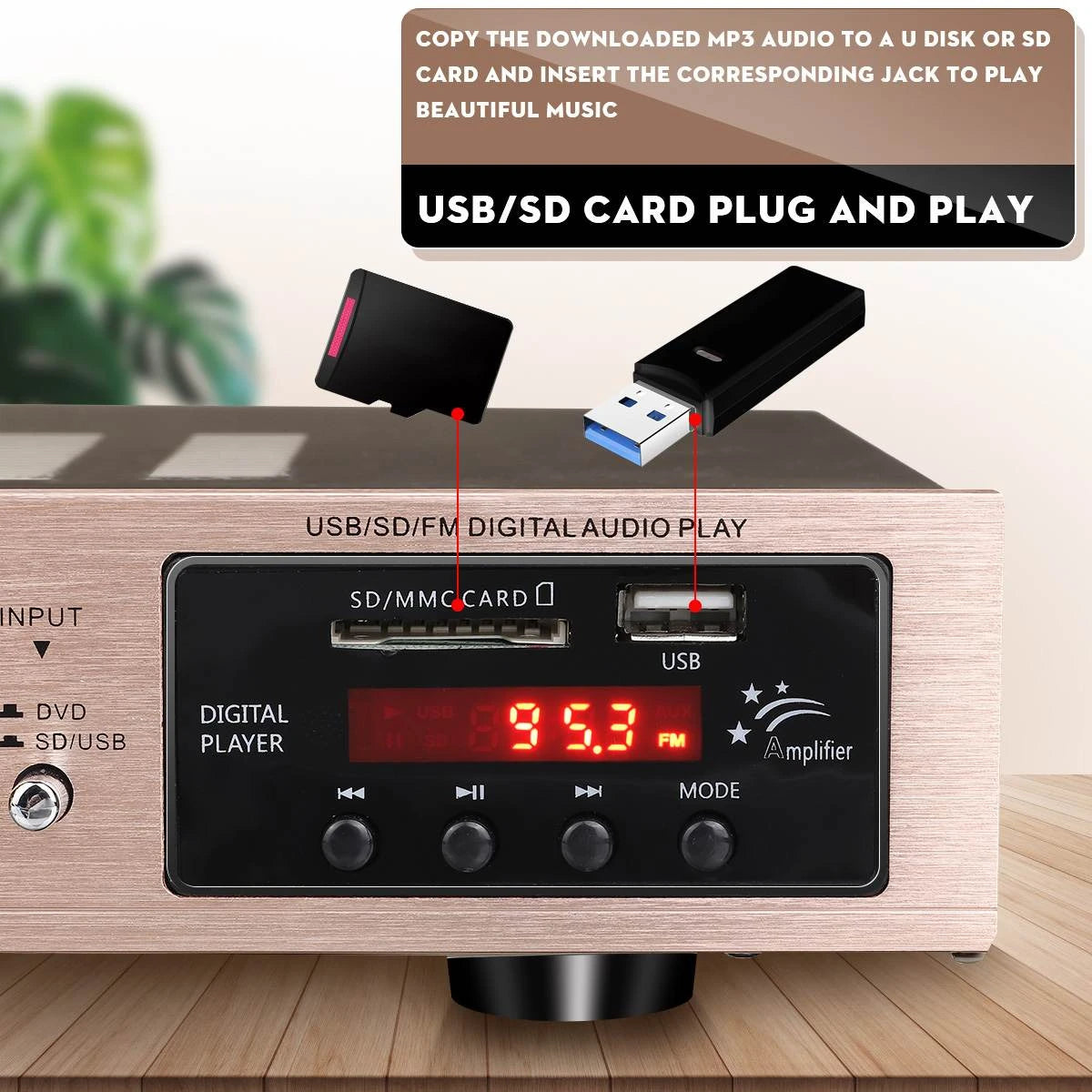 110/220V 2000W Bluetooth Power Amplifier Audio Subwoofers HiFi Stereo Surround Sound Digital Amplifiers For Home Karaoke theater