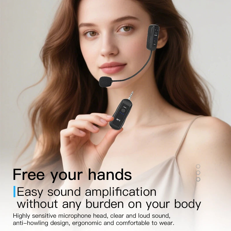 2.4G Head-mounted Wireless Microphones Headset Transmitter with Receiver For Voice Amplifier Speaker Teaching Tour Guide