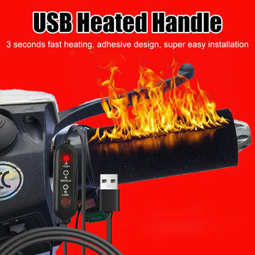 Motorcycle USB Heated Handlebar Grips 3 - Gear Temperature Control Fast Heating Non-Destructive Stick-On Installation Warmers