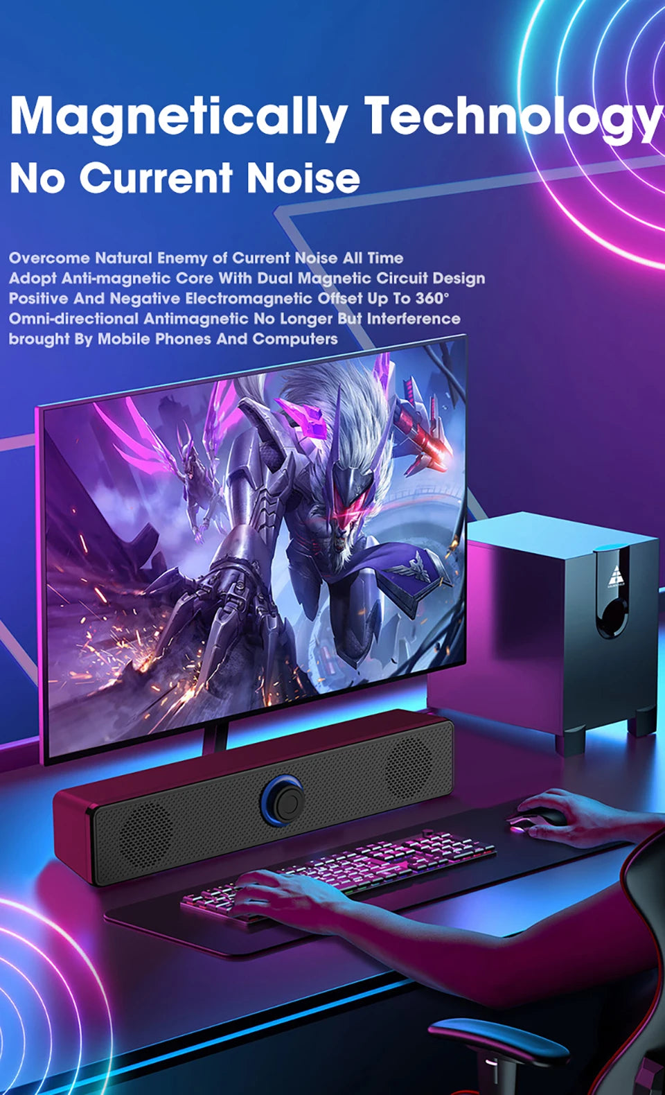 PC Soundbar Wired/Wireless Bluetooth Speaker 4D USB Powered Soundbar for TV Pc Laptop Gaming Home Theater Surround Audio System