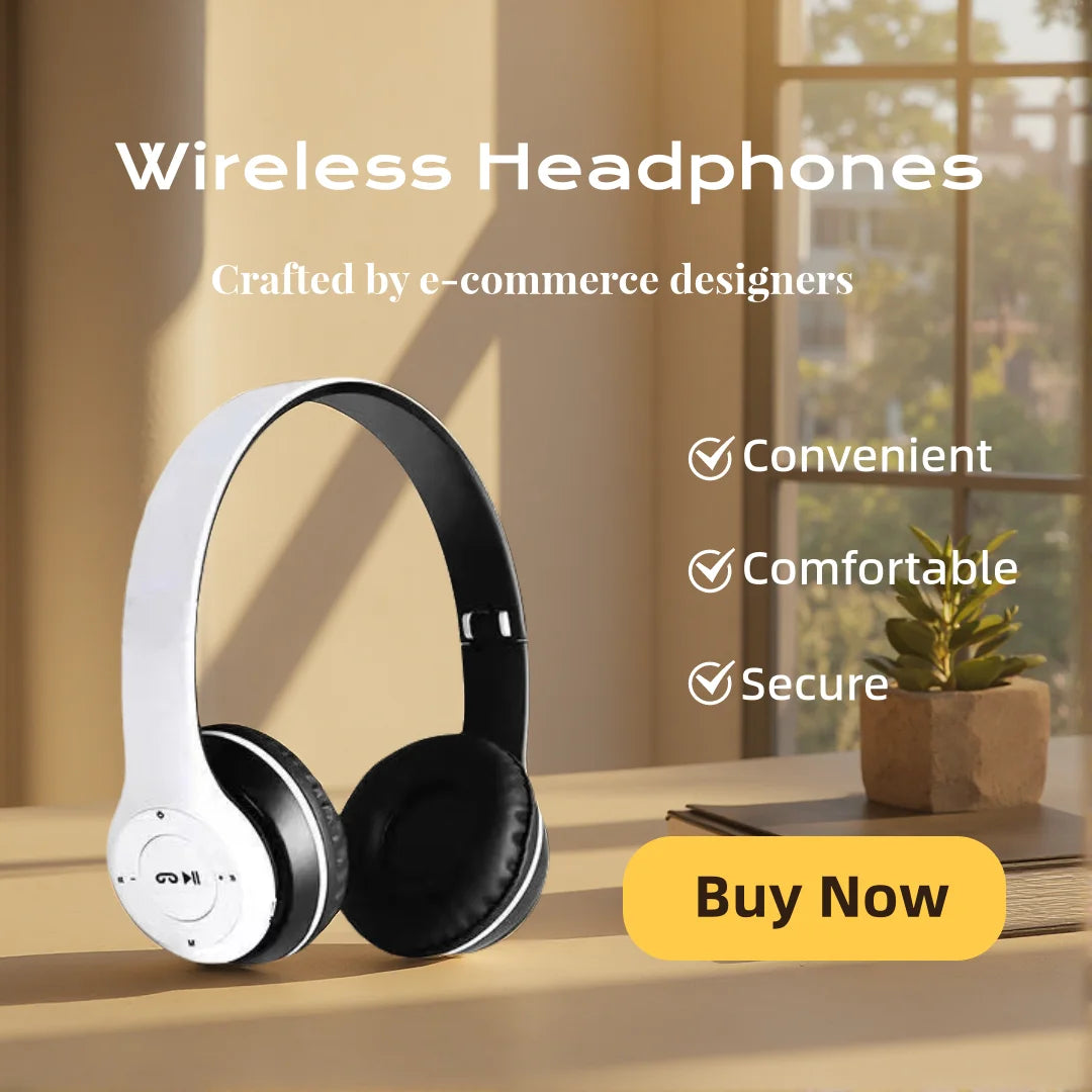 Bluetooth 5.3 Wireless Over-Ear Headphones – HiFi Stereo Sound