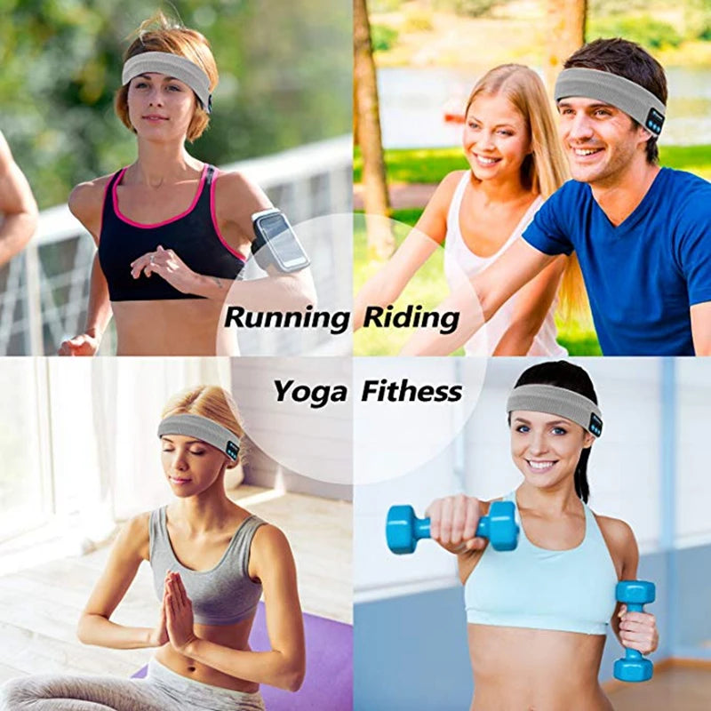 Wireless Stereo Bluetooth 5.4 Headphones Running Sleeping Earphone Headset Knit Sports Music Headband With MIC 200mah Battery
