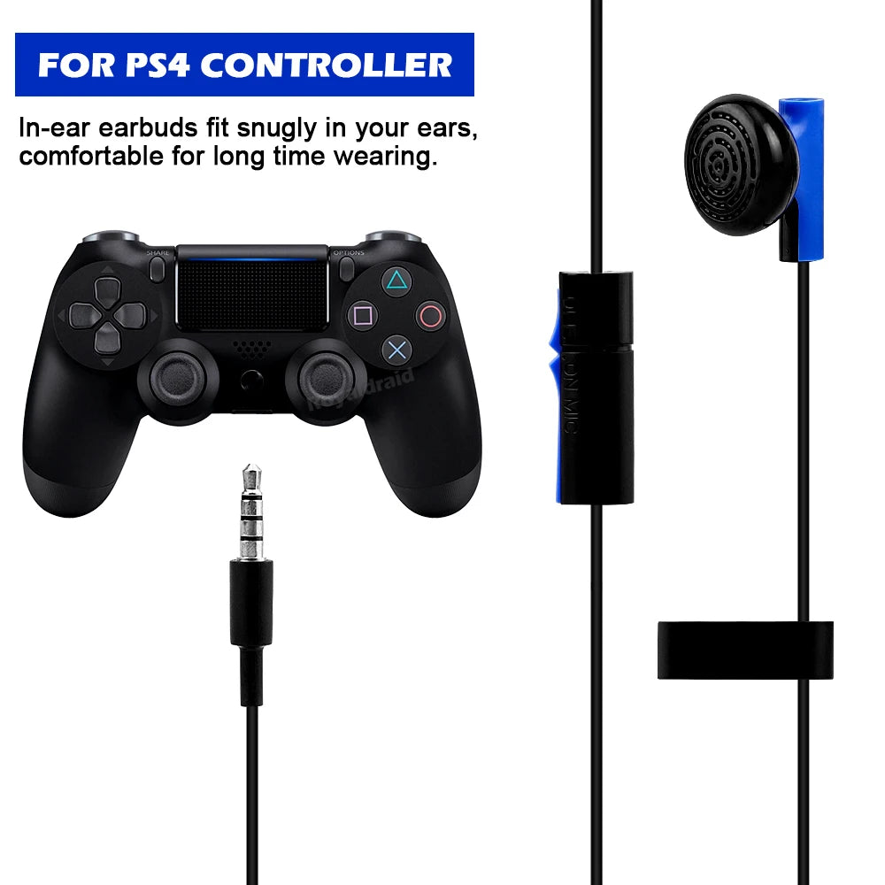 1PCS Game Headset With Microphone Mono Chat Earbud Headset for PS4 Controller Earphone Gaming Headphone Black Blue
