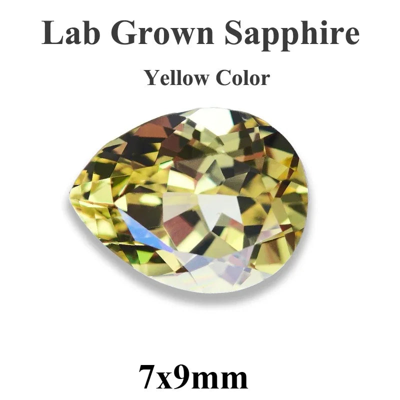 Lab Grown Sapphire Pear Cut Multiple Colors Available VVS1 Gemstone DIY Jewelry Making Materials with Selectable Certificate