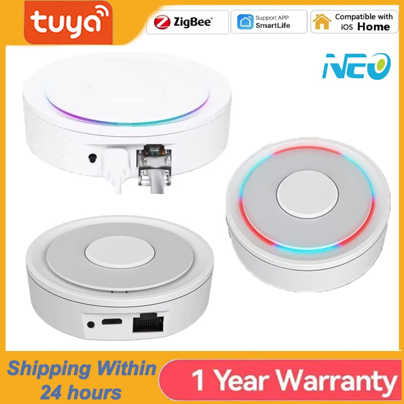 Tuya Smart ZigBee Wireless/Wired Gateway Hub Bridge Remote Linkage Devices WiFi Central Control Host Works With Smart Life APP
