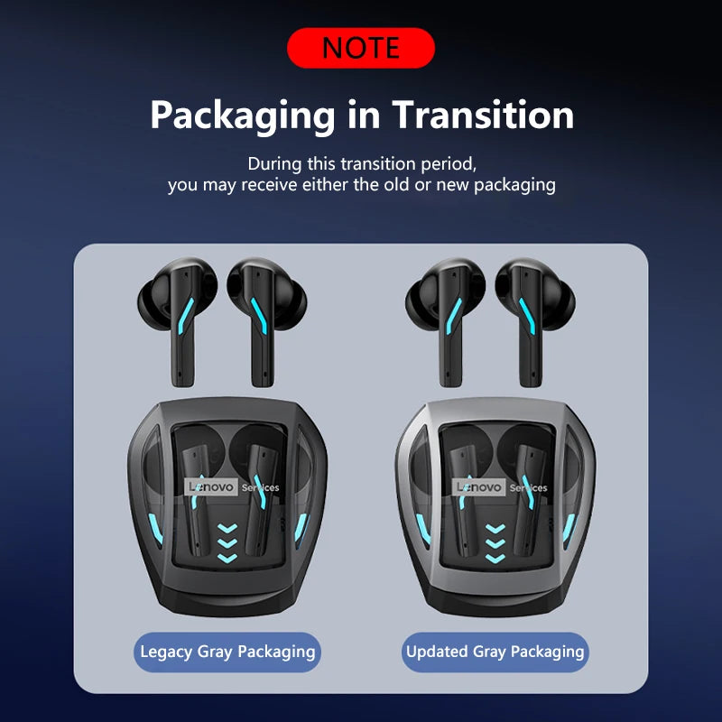 Lenovo Gaming Headset Bluetooth 6.0 Wireless Earphones Low Latency Noise Reduction Esports Headphone Waterproof 24H Battery Life