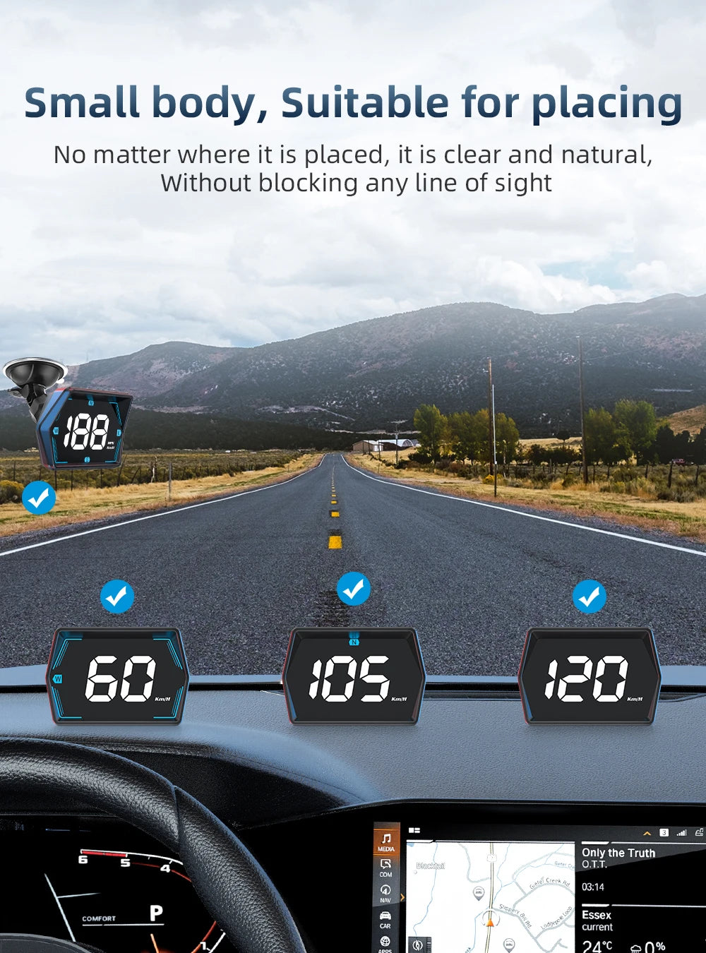 ZMFJH G20 HUD GPS Display Car Digital Speedometer Head-Up Display Eletronics Speed Alarm Gadgets Inteligent Compass For All Car