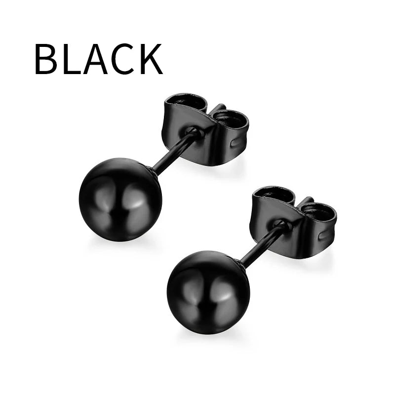 1/16 pairs Black Punk Stainless Steel Women Men Hoop Earrings Small Trendy Round Cross Pendants Jewelry Accessories Earrings