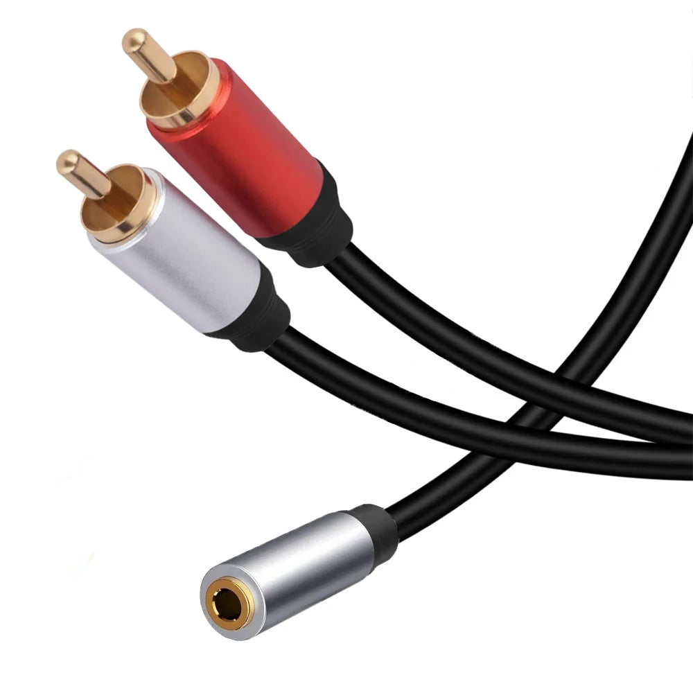 Stereo 3.5mm to Dual RCA Y Splitter Cable 2RCA To 3.5 mm Jack Audio Adapter for Computer Phone Amplifier Speaker Home Theater