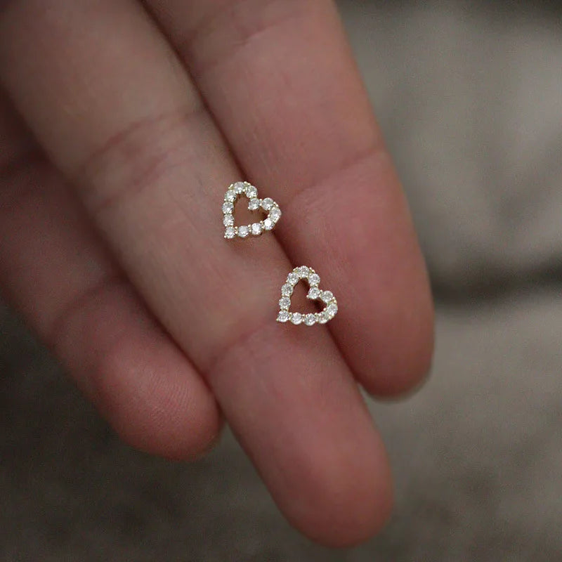 Tibetan Silver Mini Crystal Butterfly Sweet Stud Earrings for Women Flower Helix Cartilage Tragus Lobe Teen Ear Piercing Jewelry
