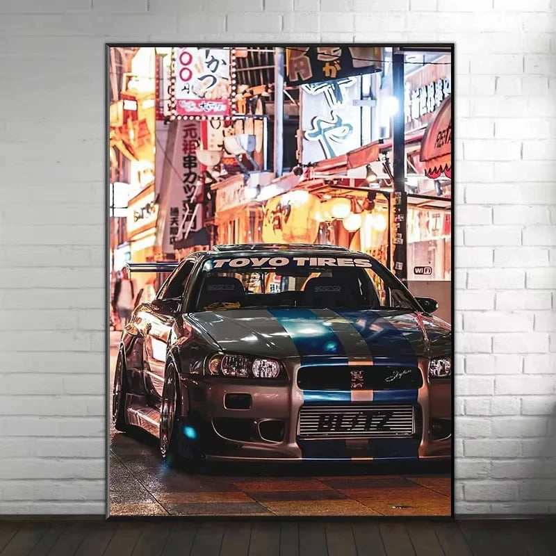Car Wall Art Picture GTR Vehicle Modern Canvas Painting Poster and Prints for Living Room Bedroom