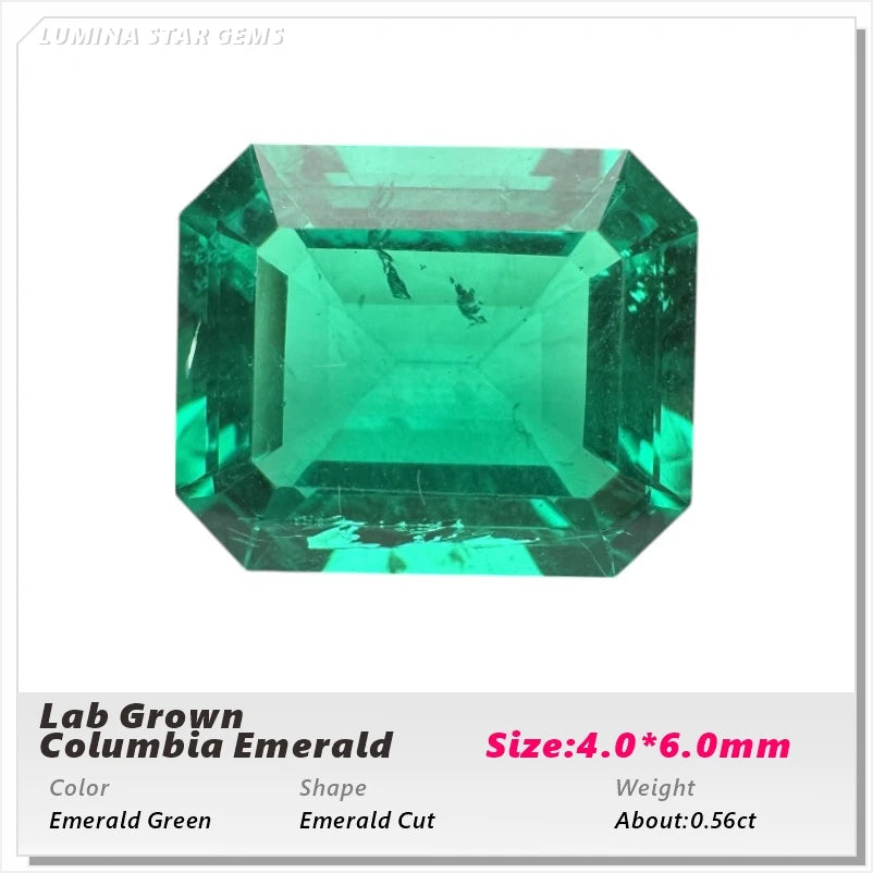 Lab Grown Colombian Emerald Stone High Quality Multiple Cuts Available Hydrothermal Hand-cutting Selectable AGL Certificate