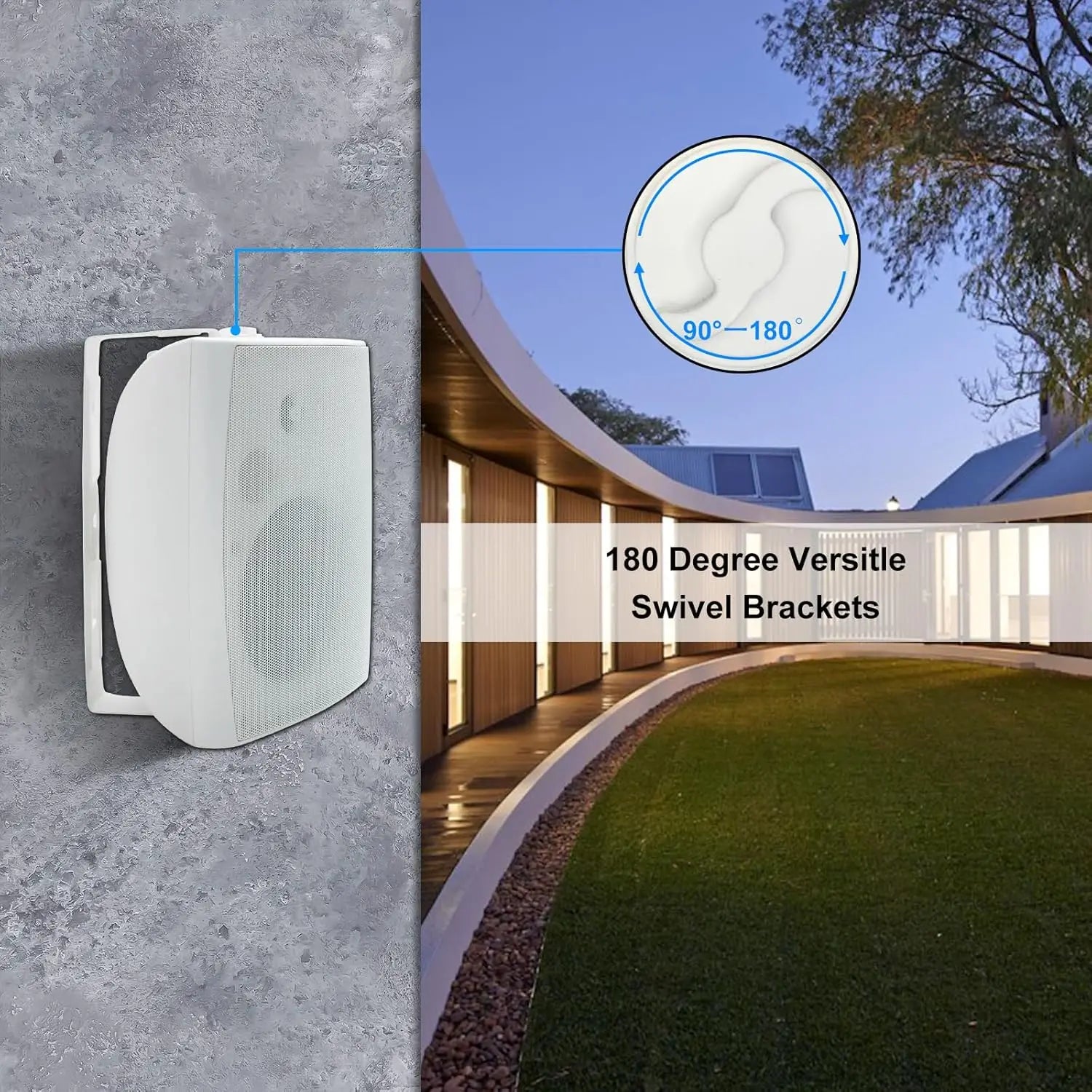 Herdio 400W 6.5‘’ Passive Outdoor Speakers Wired Waterproof 2 Way Wall Mounted Speakers With Powerful Bass For Patio Home 2PCS