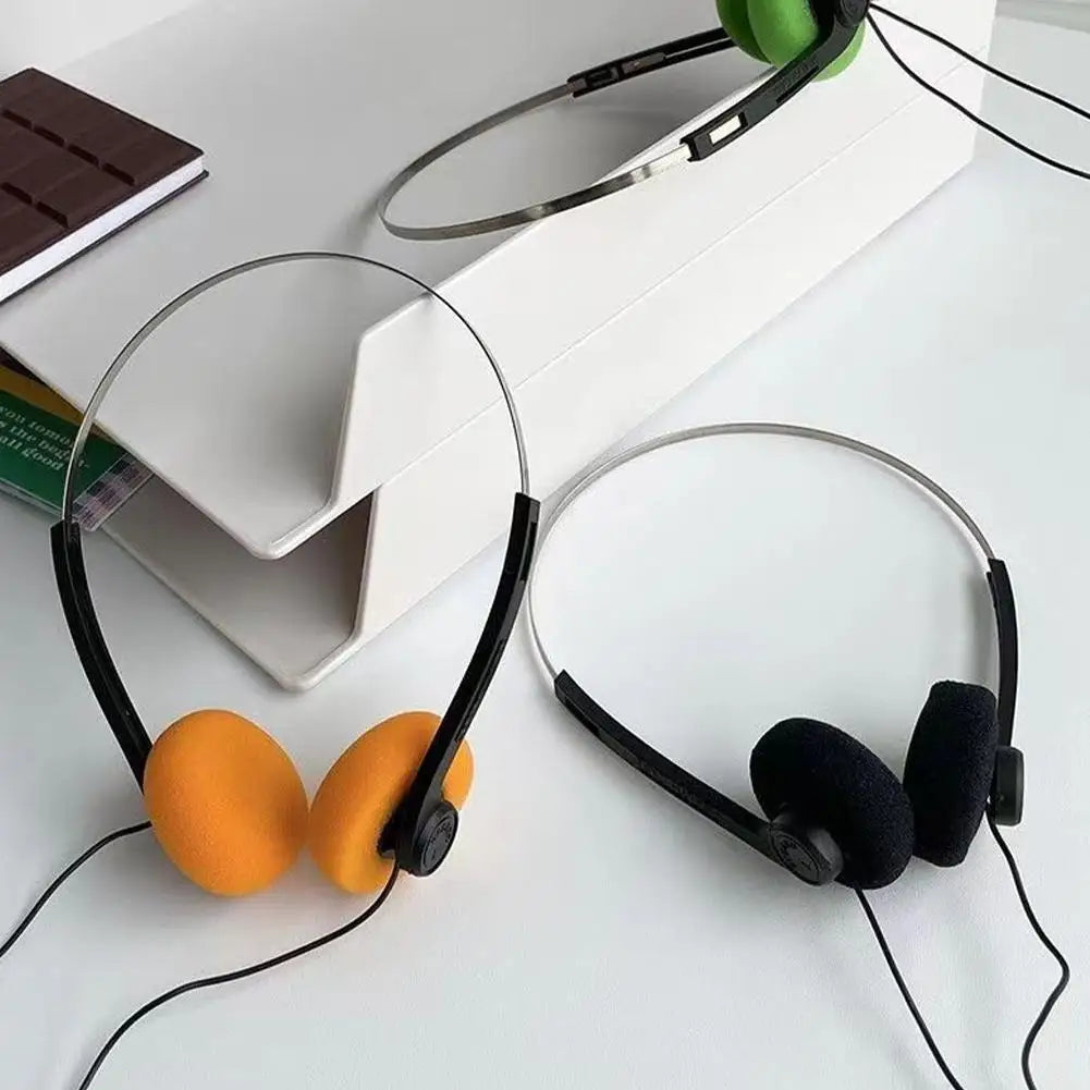 1pc Retro Nostalgic Headsets  Vintage Wired Headphones Classic Comfortable Earmuffs HiFi Noise Isolating Gaming Music Headsets