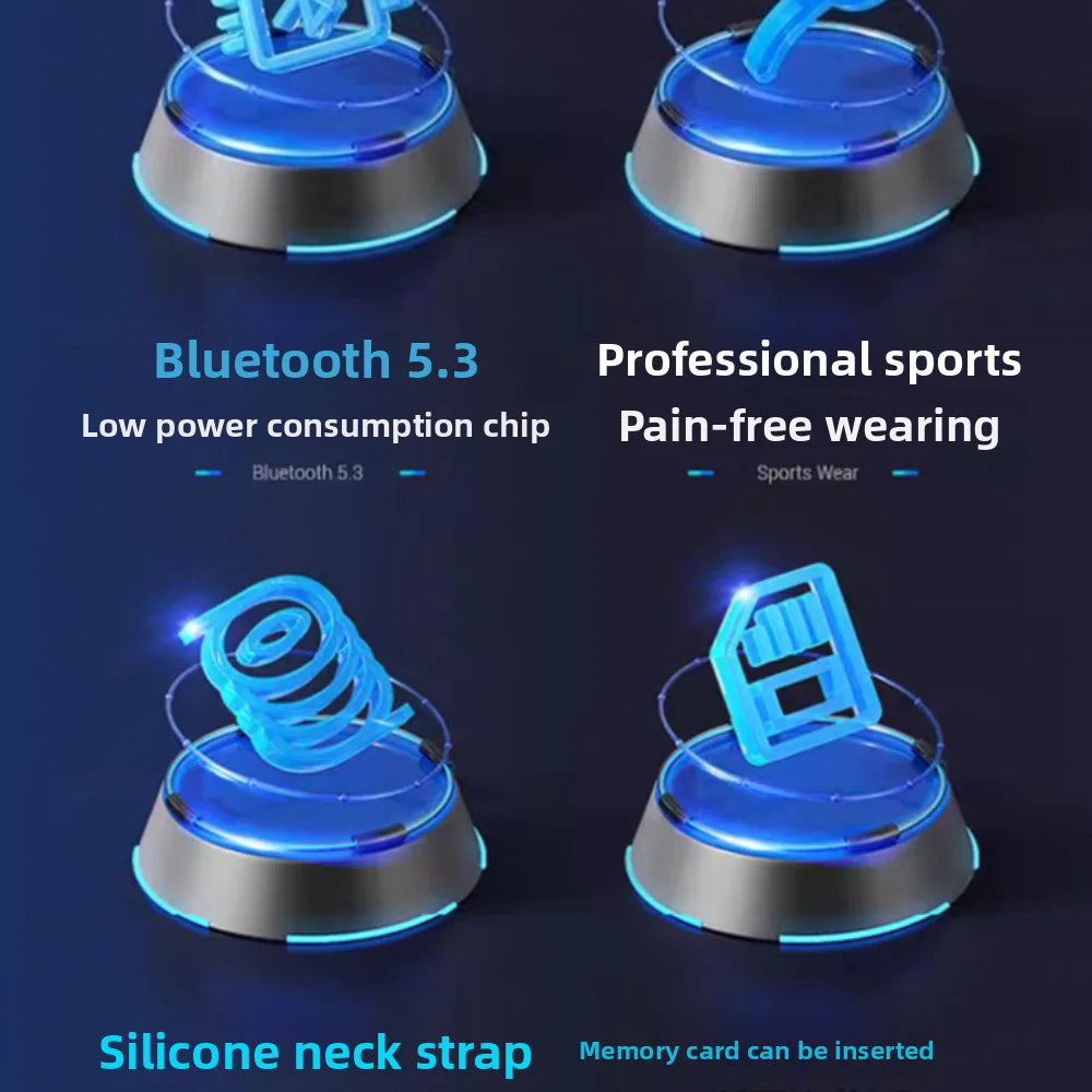 LED Digital Display Neckband Headphones Waterptoof 3D Stereo Wireless Bluetooth Earphones Mega Bass Neck-mounted Sports Headsets