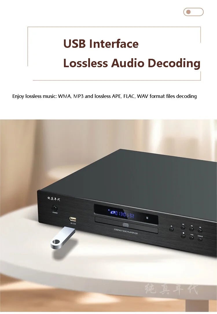 Audiophile HIFI CD Player Bluetooth 5.0 USB Lossless Music Player Balanced Digital Optical Coaxial Output DTS Music Turntable