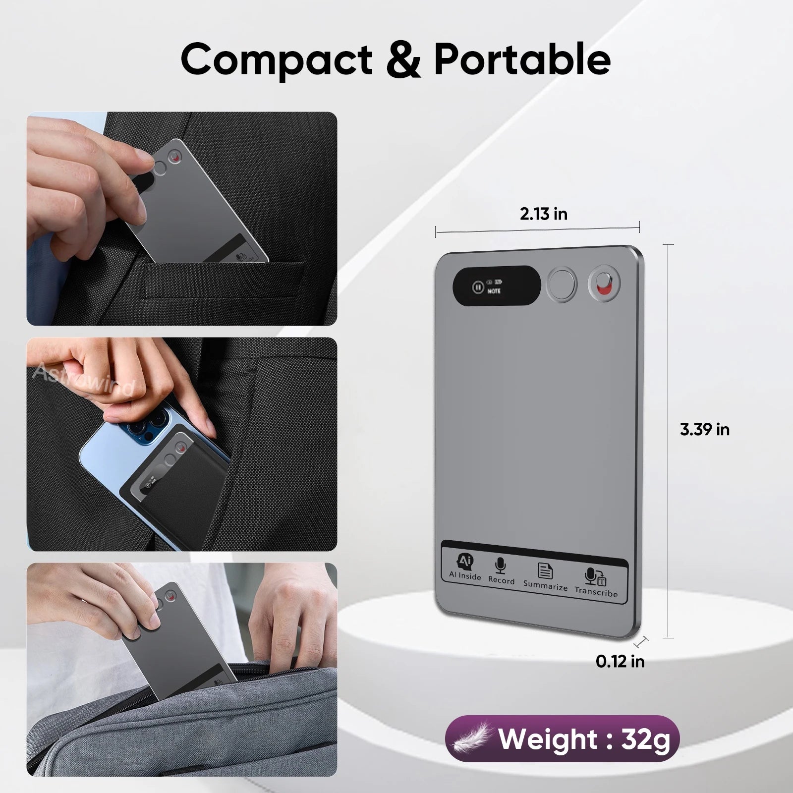 AI Voice Recorder 118 Languages ChatGPT-4  App Phone Call Mini Audio for Meetings, Lectures，Calls, AI Transcription Transcribe