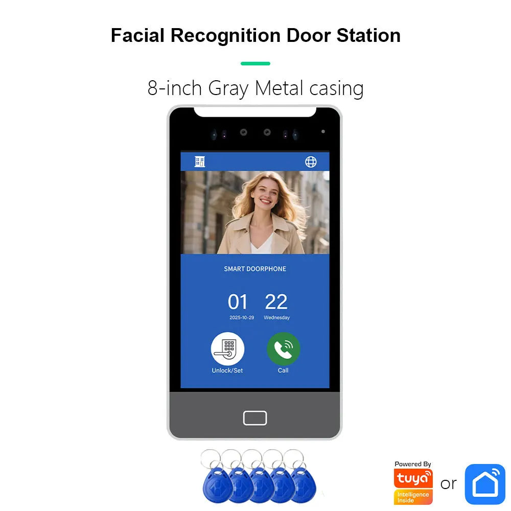 ANJIELO 5IN1 Unlock AI Face Recognition Video Intercom Smart Doorbell Villas High-rise Buildings Apartment Office TUYA Smart