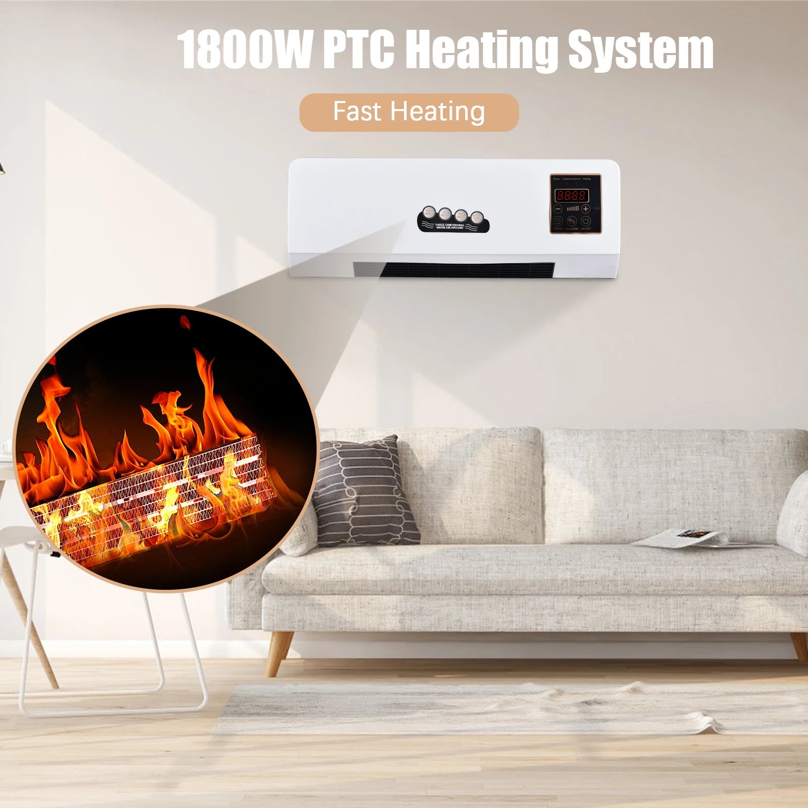 2in1 Portable Air Conditioner and Electric Heater for Room Heating and Cooling Fan with Timing Function Remote Controller