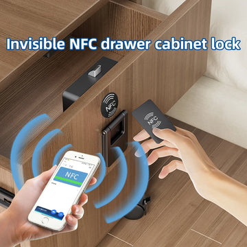 Smart Wood Door Lock Invisible Electronic Lock RFID Card NFC Unlock Keyless Mailbox Cabinet Locker Furniture Drawer Smart Locks