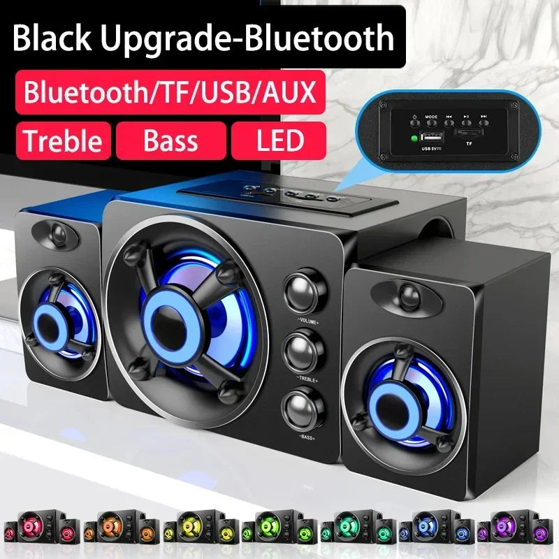 Upgrade HIFI 3D Stereo Speakers With LED Light AUX USB Wired Wireless Bluetooeh 5.0 Audio Home Theater Surround Sound Bar TV