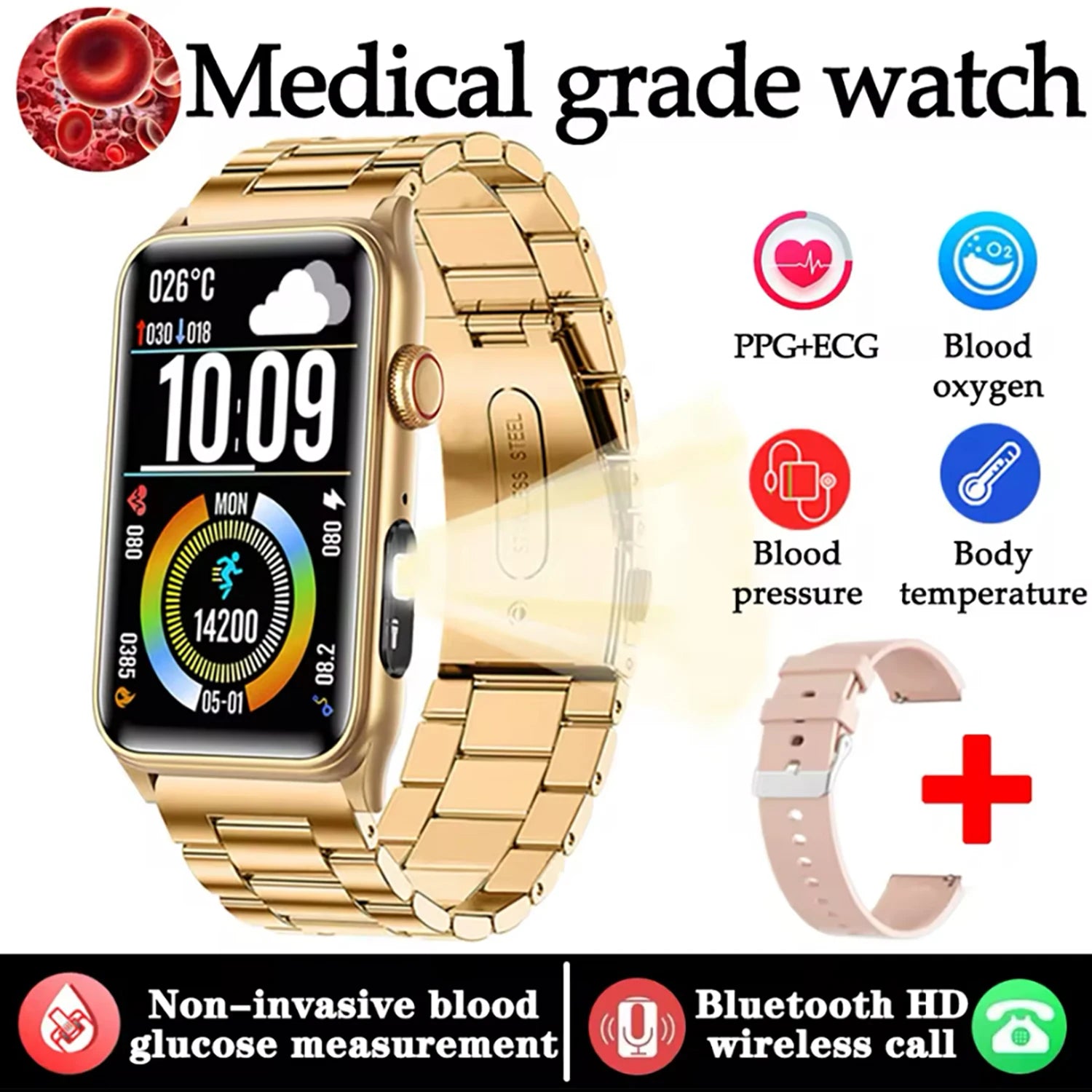 2025New Medical grade Smart Watch For Xiaomi Women Health Blood sugar Blood oxygen Blood pressure Monitoring Men Sport Watches