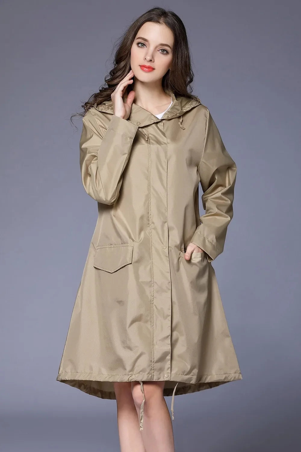 Fashion Women Lightweight Poncho Waterproof Long Raincoat Men Adults Outdoor Windproof Rain Coat Jacket Hiking Rainwear