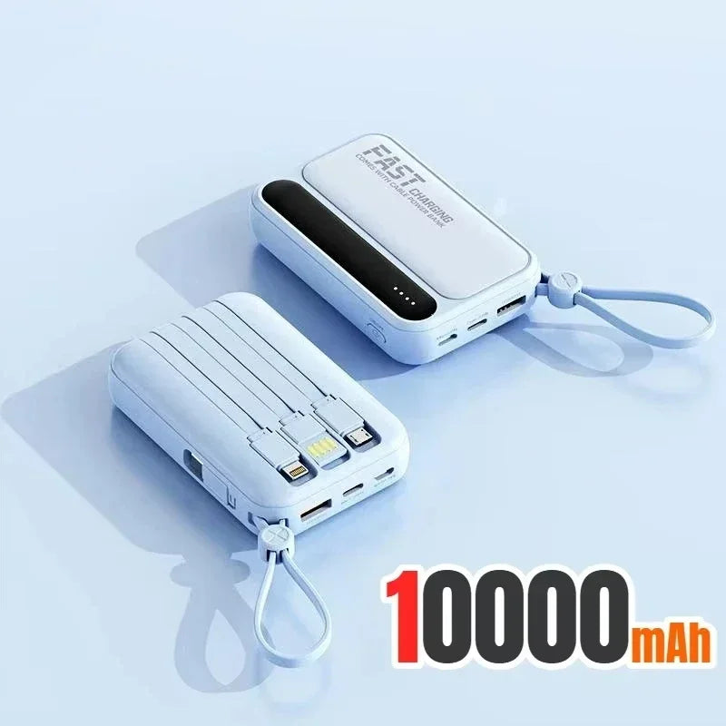 With 4In1 Cables 120W 500000mAh Power Bank Large Capacity Intelligent Digital Display Light Portable Powerbank For iPhone Huawei