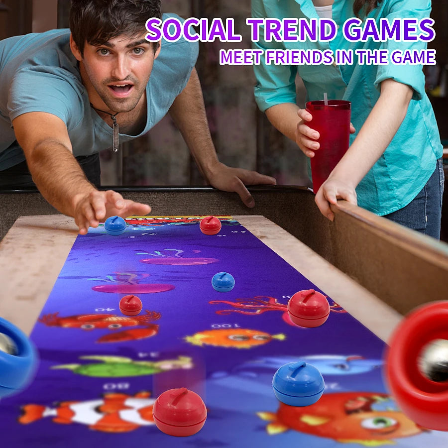 Table curling game is suitable for teenagers or adults, with 8/16 roller skates to choose from for party entertainment games