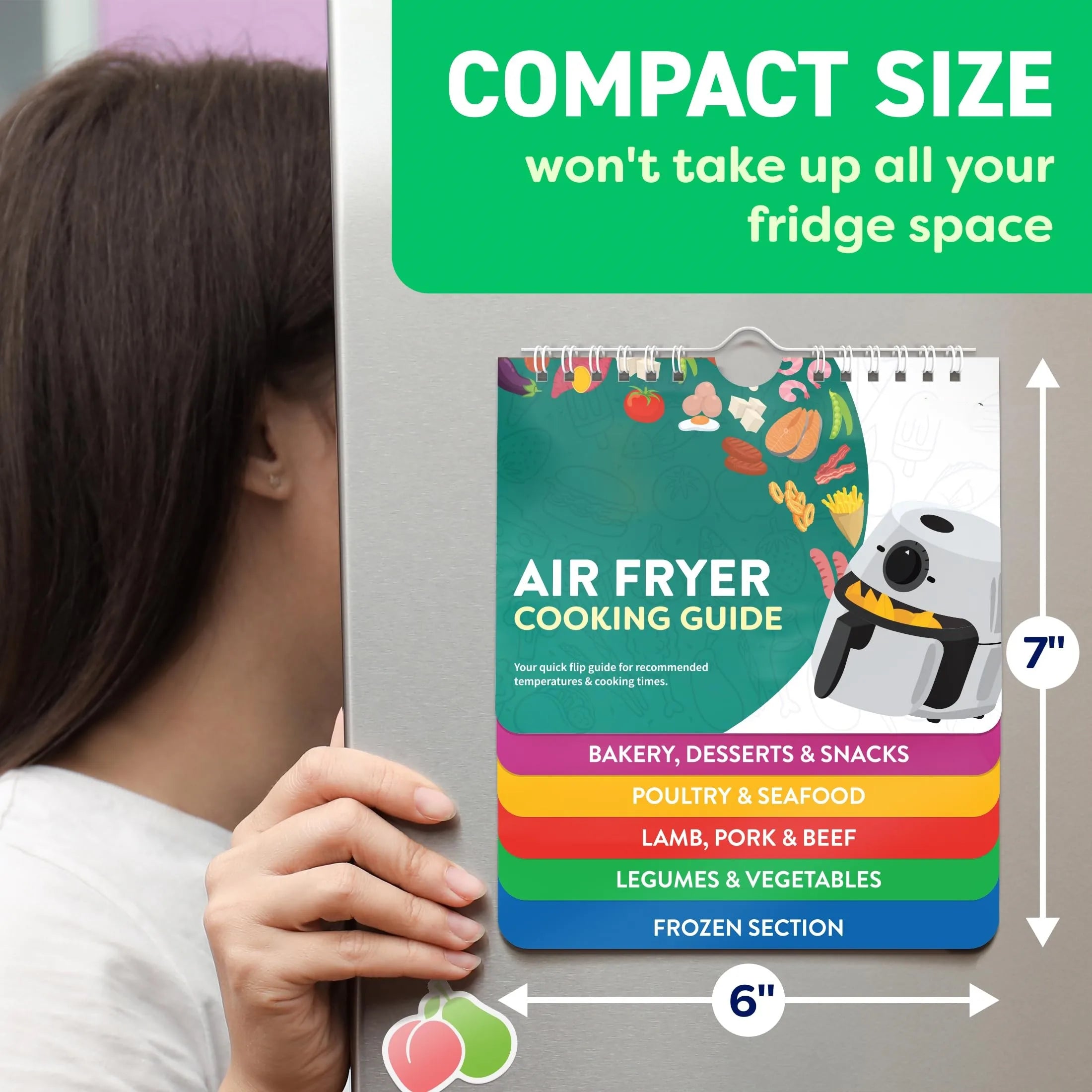 Air Fryer Cookbook Magnetic Cheat Sheet, Guide Booklet, Cookbooks Instant Accessories Oven Cooking Pot Temp Times Chart