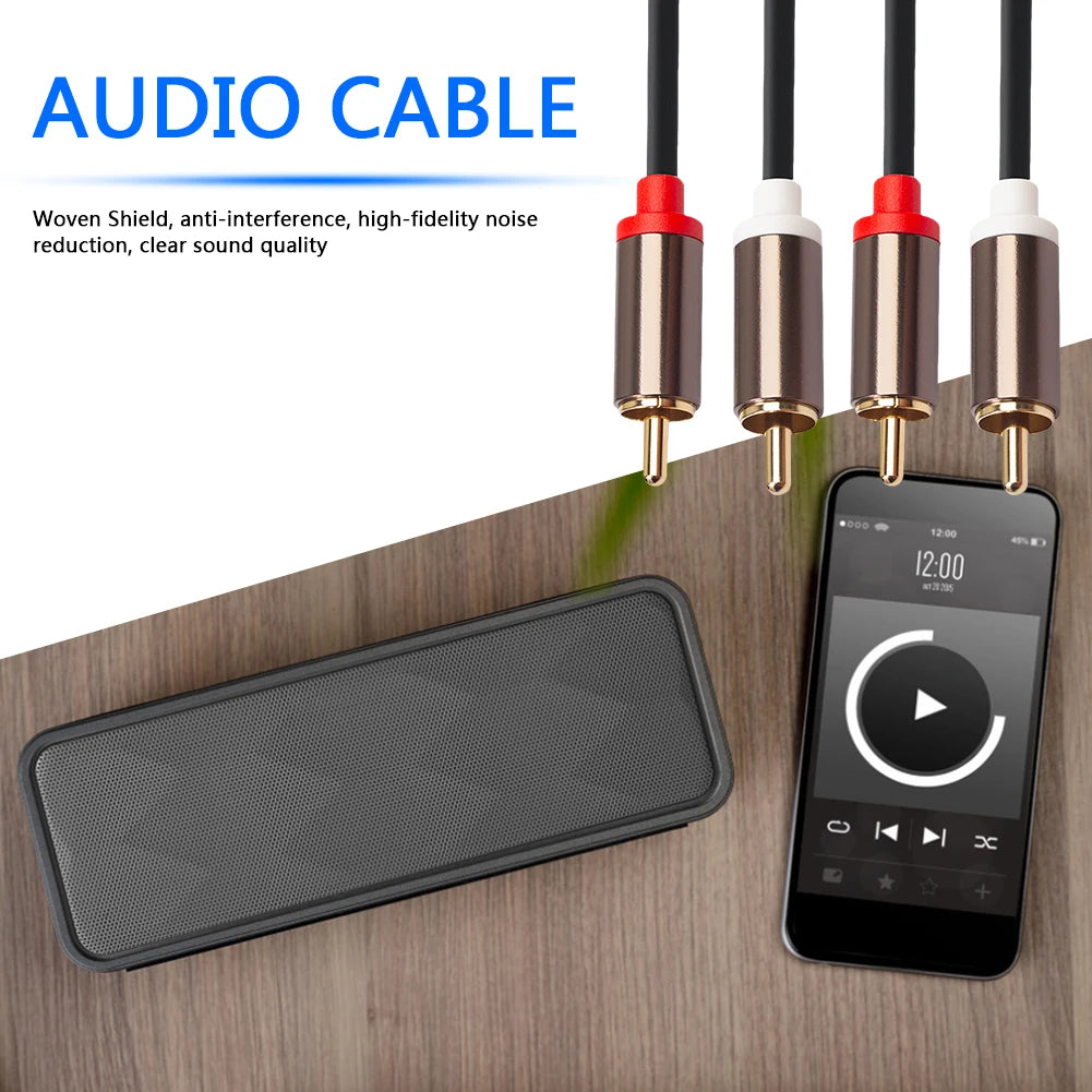 Audio Cord Audio Cable Male to Male 1m 2m 3m 2 RCA to 2 RCA Cable Cord Microphone Mixer for Home Theater DVD TV