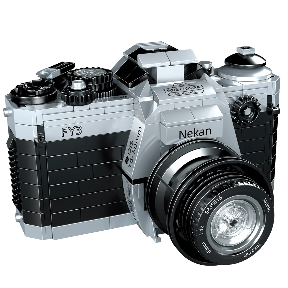 Retro Camera Building Blocks with Theatre Scene Toys LED Light Stage, Nostalgic Camera, Home Office Decor, Perfect Gift for Kid