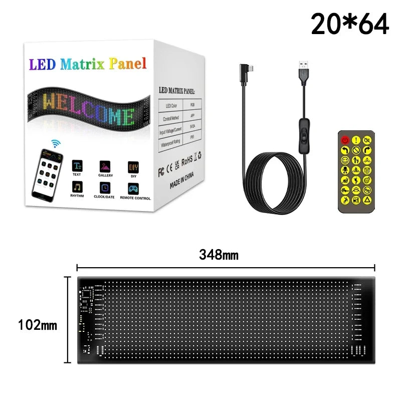 Smart Pixel LED Display Panel Digital Screen Matrix Programmable Advertising Sign USB 5V APP Control Customize Image Animation