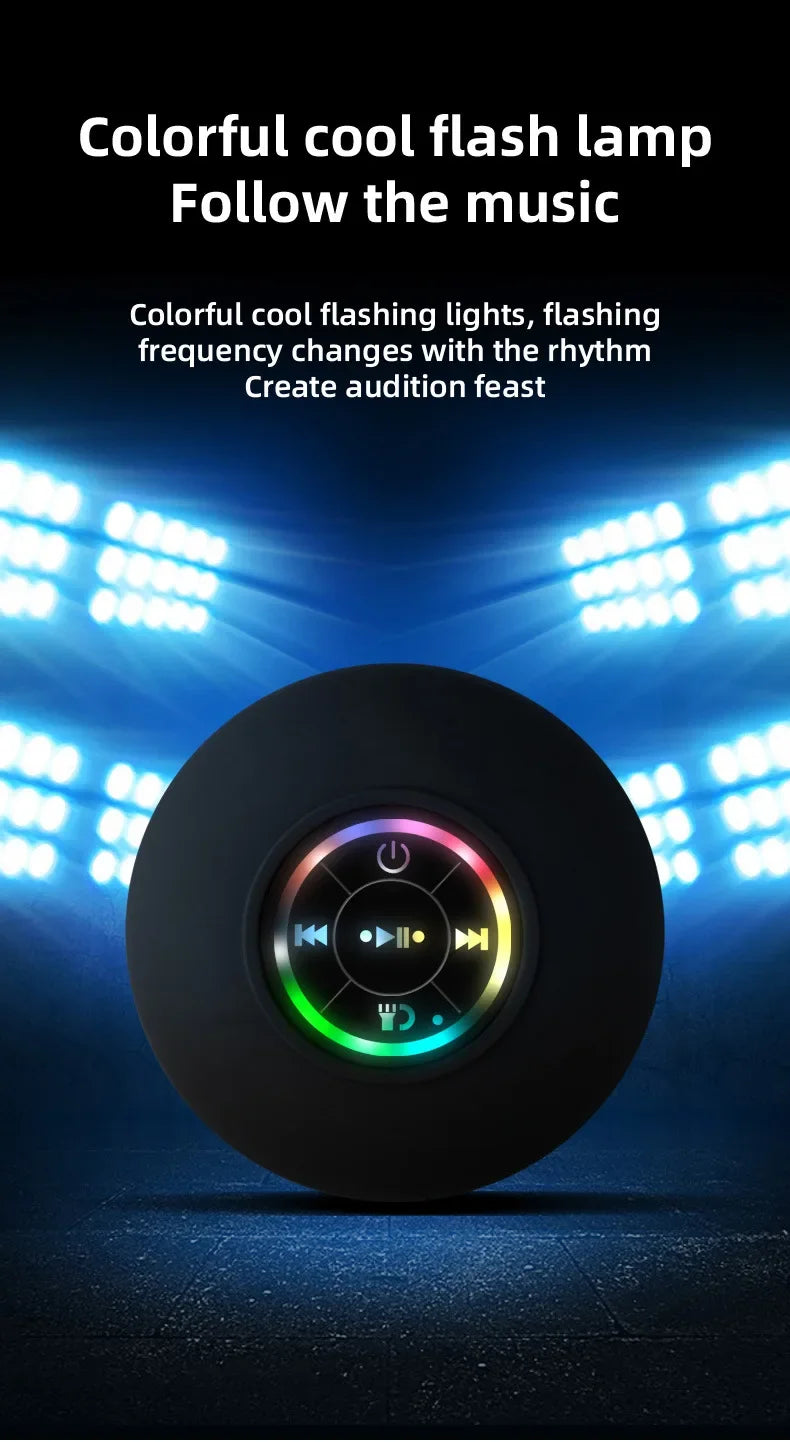 New Bathroom Waterproof Wireless LED Bluetooth Speaker Large Suction Cup Mini Portable Speaker Outdoor Sports Stereo Speaker