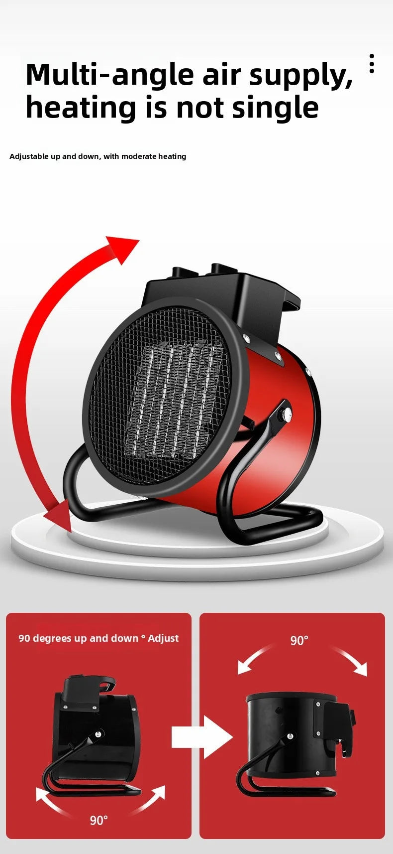 Electric Heater 3000W Thermostat Fast Heat 2000W 3 Gear Adjust Air Warmer Radiator Room Heater Overheat Protection Home Warmer